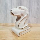 Vintage St. Regis Porcelain Dog Head Bookend ~ White with Gold Accents 7