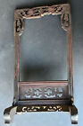 Vintage Hand Carved Chinese Wooden Stand & Etched Brass Bell
