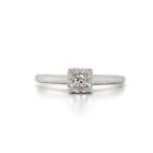 99 Cent auction 14k White Gold Round Diamond Solitaire .05 Carat Ring Size 7.5