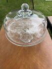 Vintage Glass 11” Pedestal Cake Dessert Stand with Heavy Dome Cover