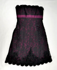 Badgley Mischka Burgundy Black Lace Overlay Strapless Cocktail Dress Wms Size 10