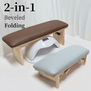 2in1 Beveled Nail Table Hand Rest Pad Wooden Nail Tools Hand Rest Pillow Stand