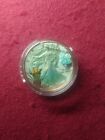 2019 American Silver Eagle Colorized With Opal 4 Leaf Clover Gemstone See Pics