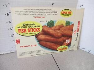 GORTON'S frozen fish sticks 1950s food box unused sample package TV dinner