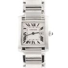 Cartier Tank Francaise Date Stainless Steel White 25mm Midsize W51011Q3 2465