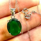 Emerald Necklace 925 Sterling Silver Italy Pendant for Women lab-created Gift