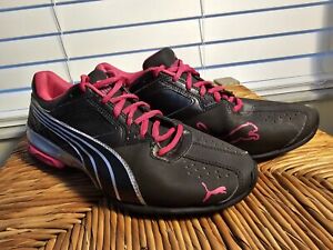 Puma Tazon Women’s Size 6.5 US Black Hot Pink Athletic Shoes Sneakers