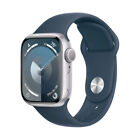 Apple Watch Series 9 GPS 41mm Silver Case w Storm Blue Sport Band M/L MR913LL/A