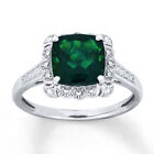 2 Ct Vintage Ring Sterling Silver For Womens Simulated Emerald