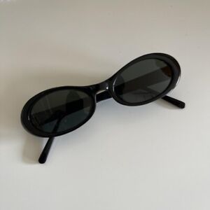 Authentic New Vintage women's 90s slim black oval sunglasses