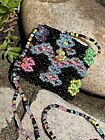 Vintage Glass Seed Bead Bird  Bag Pouch Necklace Jewelry