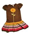 Gymboree girls size 6 sweater dress Sunflower Smiles EUC brown pink green stripe