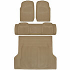 4pc Full Set All Weather Heavy Duty Rubber Beige SUV Floor Mats Trunk Liner (For: 2011 Ford Flex Limited 3.5L)