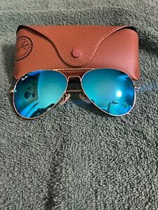 Ray-Ban Aviator Sunglasses RB3025 58-14mm Gold Frame & Blue Mirrored Lens