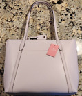 Kate Spade Cara Refined Grain Leather Large Tote Lilac Moon WKR00486