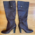 2008 Nine West Brown Leather Boots Womens US Size 8M Knee-High & Round-Toe