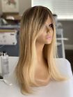 Hand knotted 100% Human Hair Wig 20” Monofilament Top,  Blayage Chocolate blonde