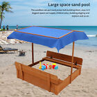 Wood Sandbox with Cover Sand Box with 2 Bench Seats for Aged 3-8 Years Old