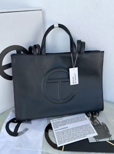 Telfar Medium Shopper Tote Bag Handbag Vegan Leather Crossbody -Black