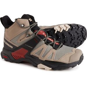 Men's Salomon X-Ultra 4 Mid Gore-Tex Hiking Boots Waterproof Leather Khaki New