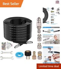 Professional 5800PSI Sewer Jetter Kit - 100ft Hose - Nozzles - Accessories