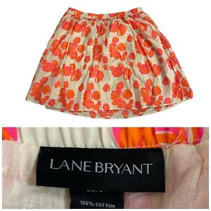 Lane Bryant Skirt Womens Size 22/24 Boho Beach Orange Floral Date Work Office