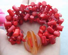 S041413  5Strds red Coral Bracelet