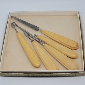 Vtg Manicure Tools, nail file, hook,scraper,  pieces from various sets.