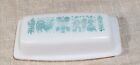 Vintage Pyrex Butter Dish - Turquoise Amish Print