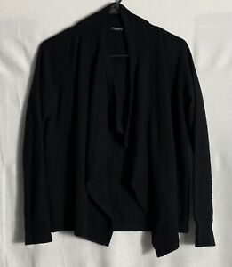 Magaschoni Cashmere Sweater Black Size XS Cardigan Long Sleeve Cotton Top Open