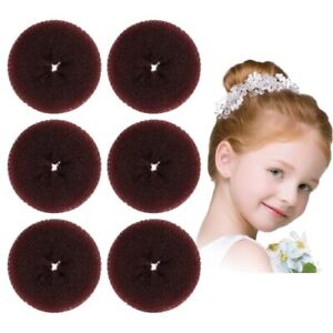 Extra Hair Donut Bun Maker for Kids, Ring Style Bun, 6PCS Chignon Brown