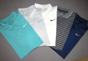 Lot of 5~ Nike Dri-Fit Short Sleeved 100% Polyester Polo Shirts Men's Medium