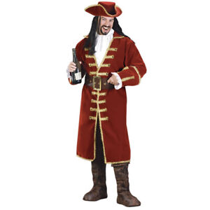 Adult Pirate Captain Costume Hook Morgan Black Heart Buccaneer Movie Mens