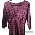 Betsey Johnson Silk Dress Vintage 90s Y2K Pink Geometric Print Split Sleeve - 8