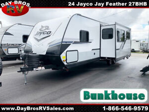 New Listing24 Jayco Jay Feather 27BHB Travel Trailer Towable RV Camper Bunks Slide Sleep 10