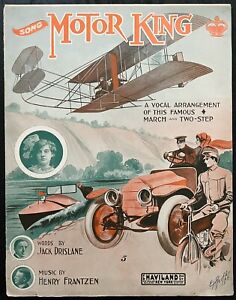 New Listing1910 TRANSPORTATION sheet music MOTOR KING ~ SONG Airplane AUTOMOBILE Motorcycle
