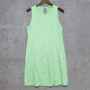 Fresh Produce Dress Medium Sleeveless Cotton Knit Green Tank Keyhole Beach *Flaw