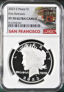 2023 s proof peace silver dollar ngc pf 70 uc first releases sf    in hand