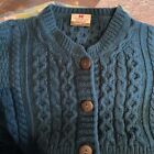 Carraig Donn Sweater Cardigan 100% Merino Wool Women XL Ireland Cable