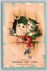 Antique Trade Card Post Card Ad Breakfast Cup Coffee Cats Ridenour Baker Grocery