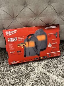 New In Box Milwaukee M12 Gray Heated Hoodie Kit Comes W Battery & Charger 2x