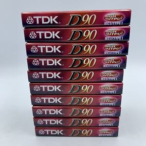 Lot Of 10 - TDK Blank Cassette Tapes D90 90 Minutes Type I High Output SEALED