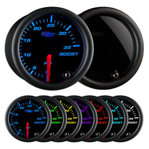 New! GlowShift 52mm Smoked 7 Color Turbo 35 PSI Boost Gauge Meter Kit