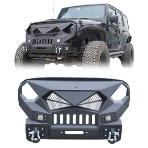 Mad Max Grill Guard Front Bumper W/Winch Plate For 2007-2018 Jeep Wrangler JK (For: Jeep)