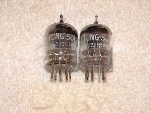 2 x 5670 (2C51/396A)Tung-Sol Tubes*Black Plates D*Very Strong Testing*#1