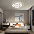 Flush Mount Ceiling Fan with Light Modern Round Enclosed Ceiling Fan Lighting