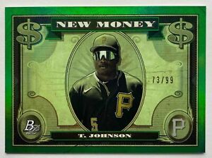 2023 Bowman Platinum Termarr Johnson New Money Green Refractor #'d /99 Pirates