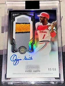 2023 Topps Dynasty OZZIE SMITH AUTO PATCH #d1/10 (JERSEY #1) GAME USED Cardinals
