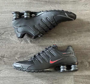 RARE Nike Shox NZ Triple Black Leather Red Mens Shoes 378341-017 Size 9
