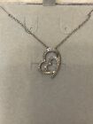 *NEW ITEM* ZALES Jewelers Sterling Silver 2 Heart Shaped Diamond Necklace 18 In